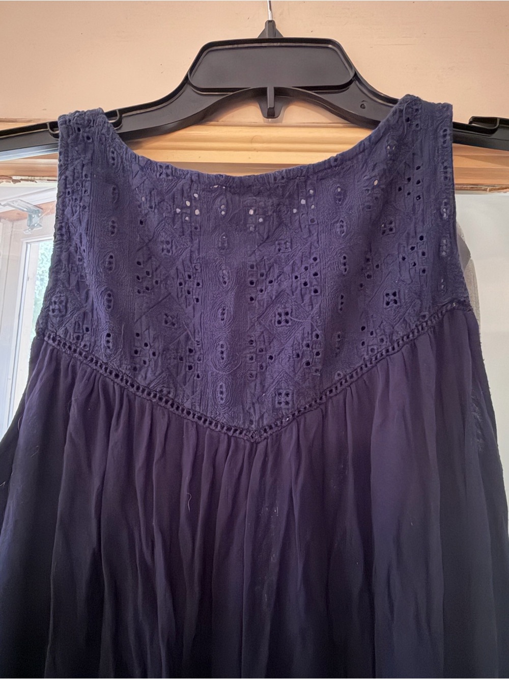 Pink Rose Navy Eyelet Sleeveless Blouse